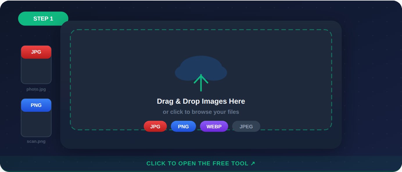 Step 1: drag and drop JPG, PNG, WEBP, JPEG images into the upload zone
