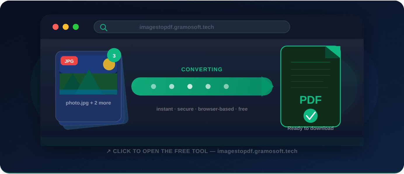 Gramosoft image to PDF converter &mdash; upload images, convert instantly, download PDF
